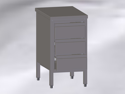 Cupboard-Table With Hinged Doors and Drawers, without Wall-side Panel
