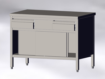 Cupboard-Table With Sliding Doors and Drawers, without Wall-side Panel - Image 6