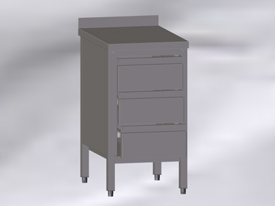 Cupboard-Table With Wall-side Panel, Hinged Doors and Drawers - Image 4